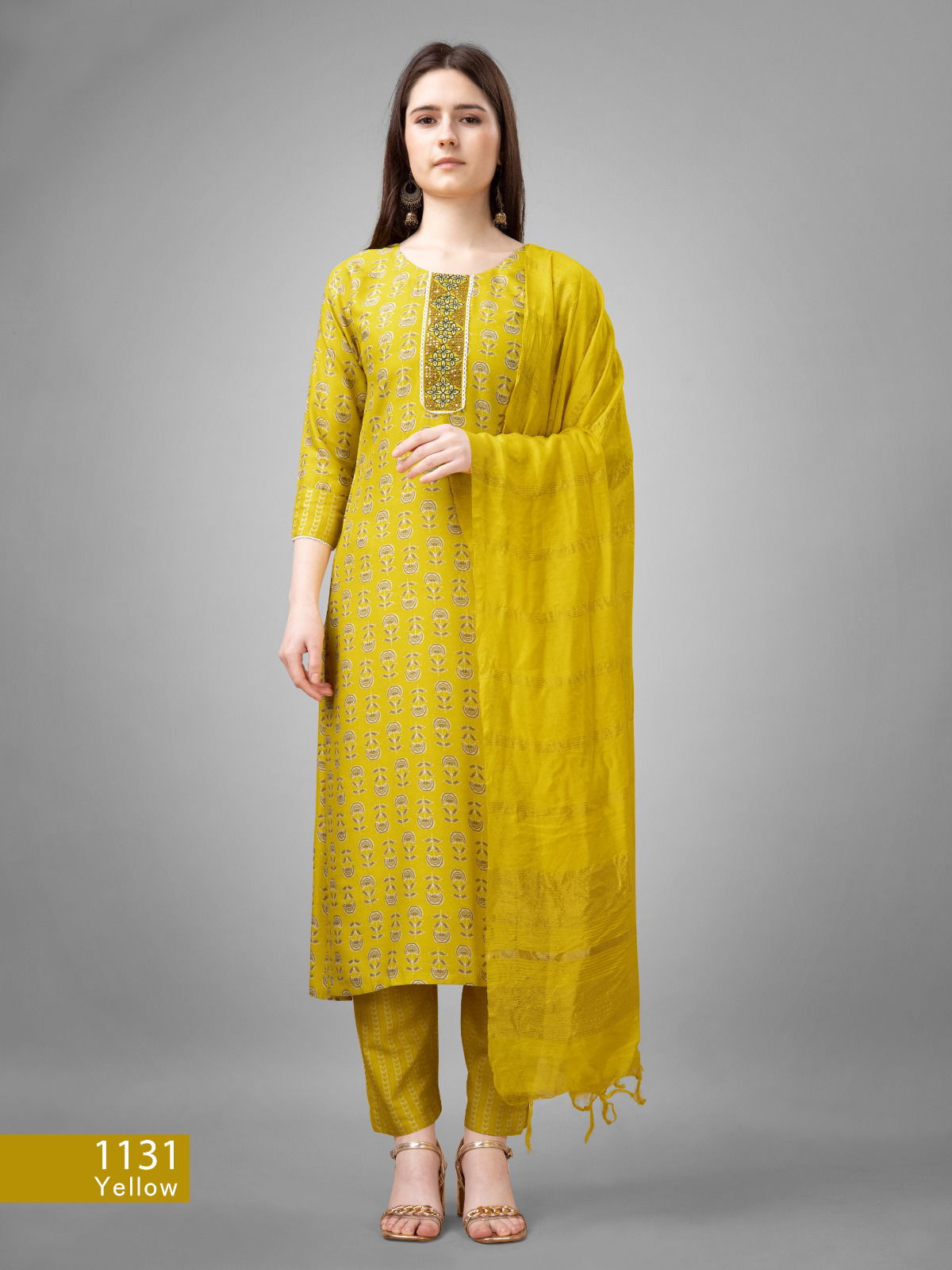 1131 Aradhna Rayon Print Embroidery Kurti Bottom With Dupatta Wholesale Market
